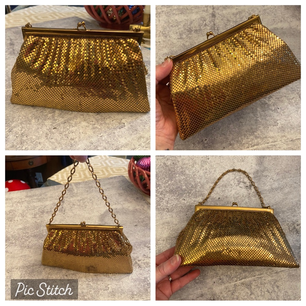 Vintage Whiting & Davis 1950’s Gold Mesh Mini Satchel Bag